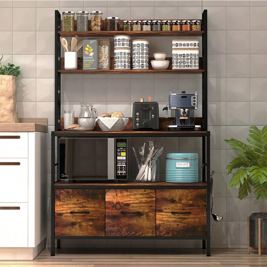 Kitchen Bakers Rack With 3 Bas - Microwave Oven 评论和价格