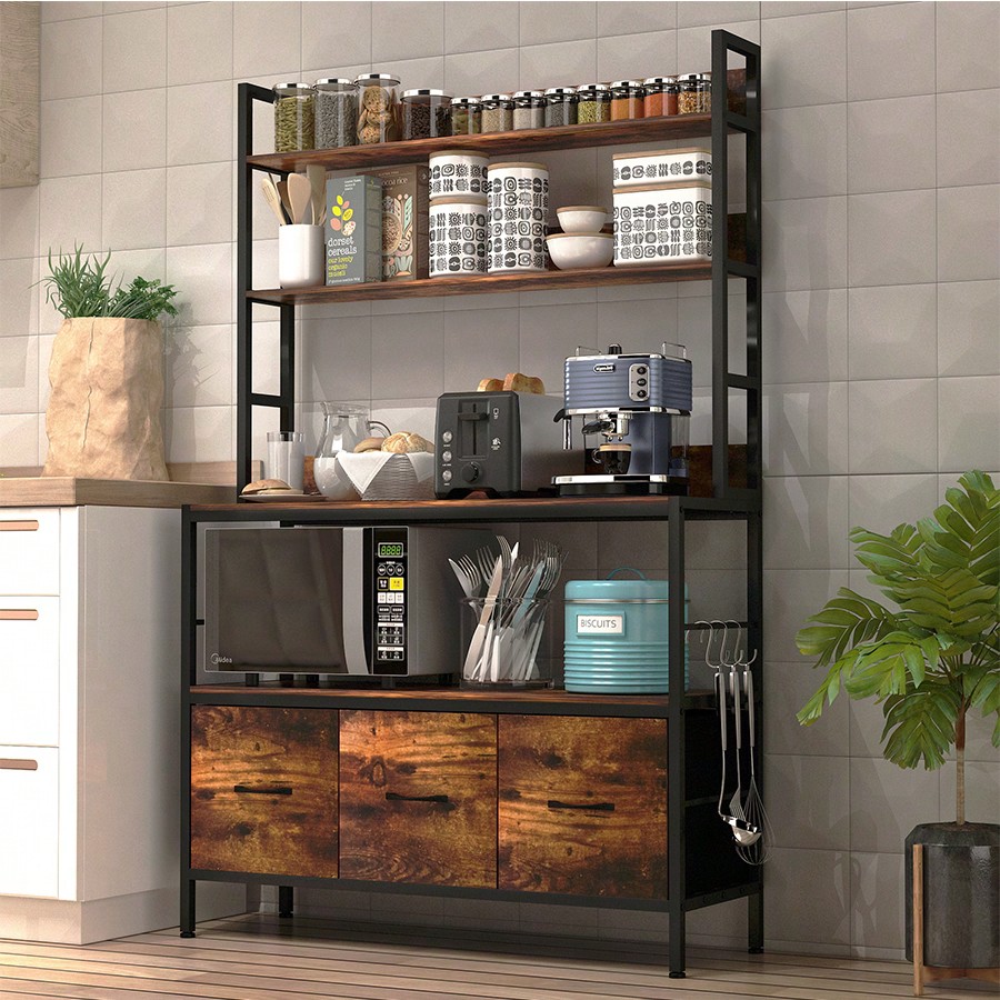 Kitchen Bakers Rack With 3 Bas - Microwave Oven 评论和价格
